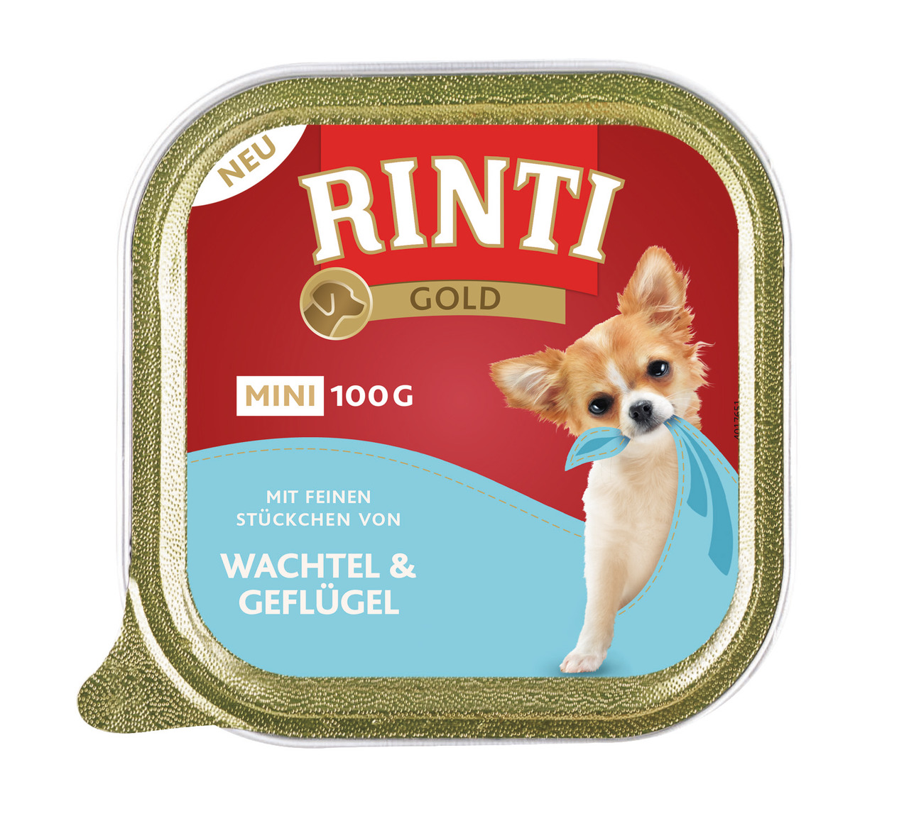 RINTI Gold Mini Wachtel & Geflügel 100g Schale Hundenassfutter
