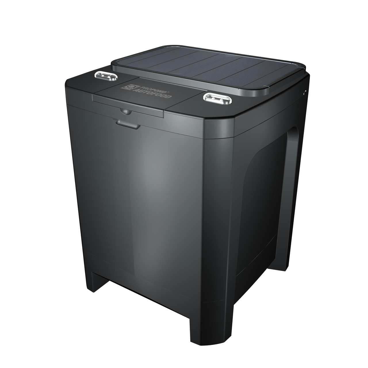 JBL ProPond AutoFood: Autom. Futterspender für Teichfische, schwarz, kompakt, modernes Design, leicht nachfüllbar.