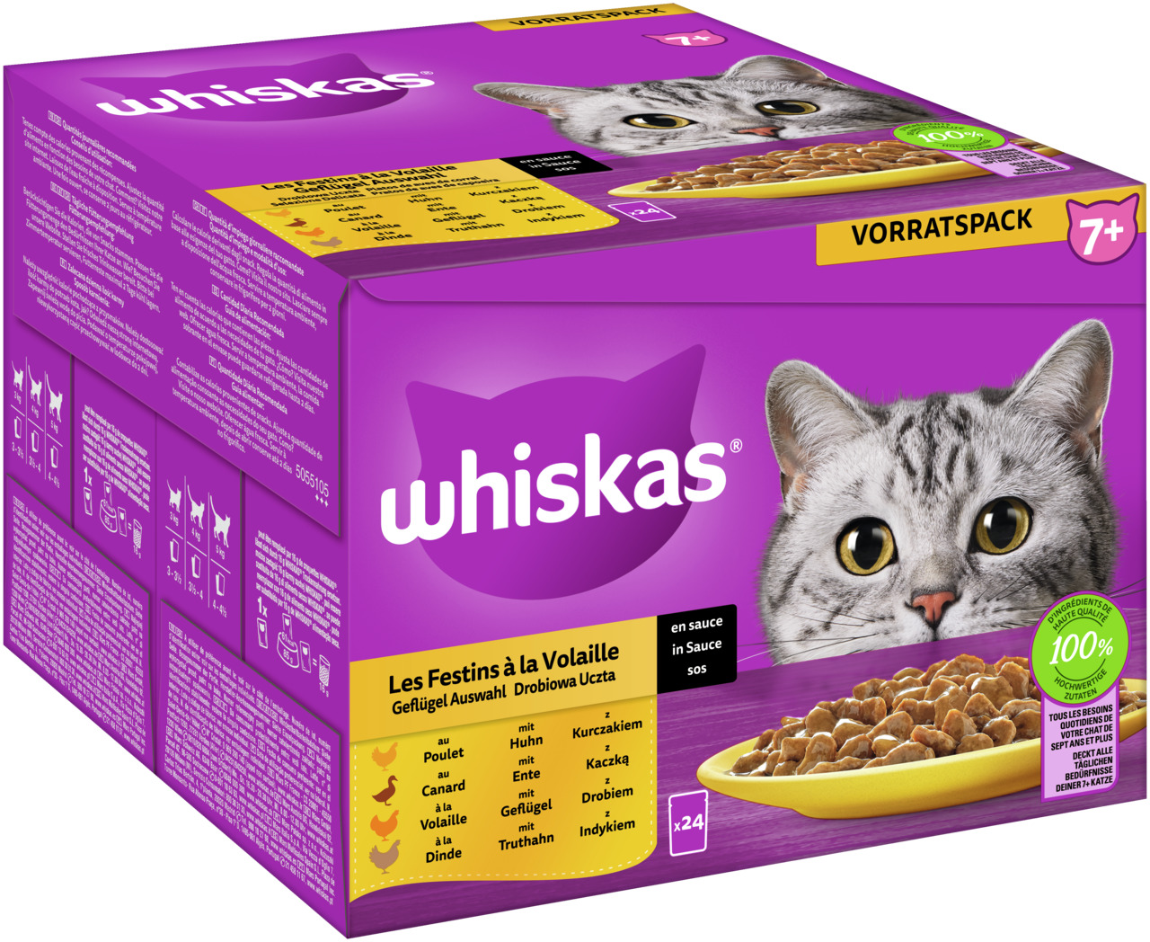 Whiskas 7+ Geflügel Auswahl in Sauce Multipack 24 x 85 g