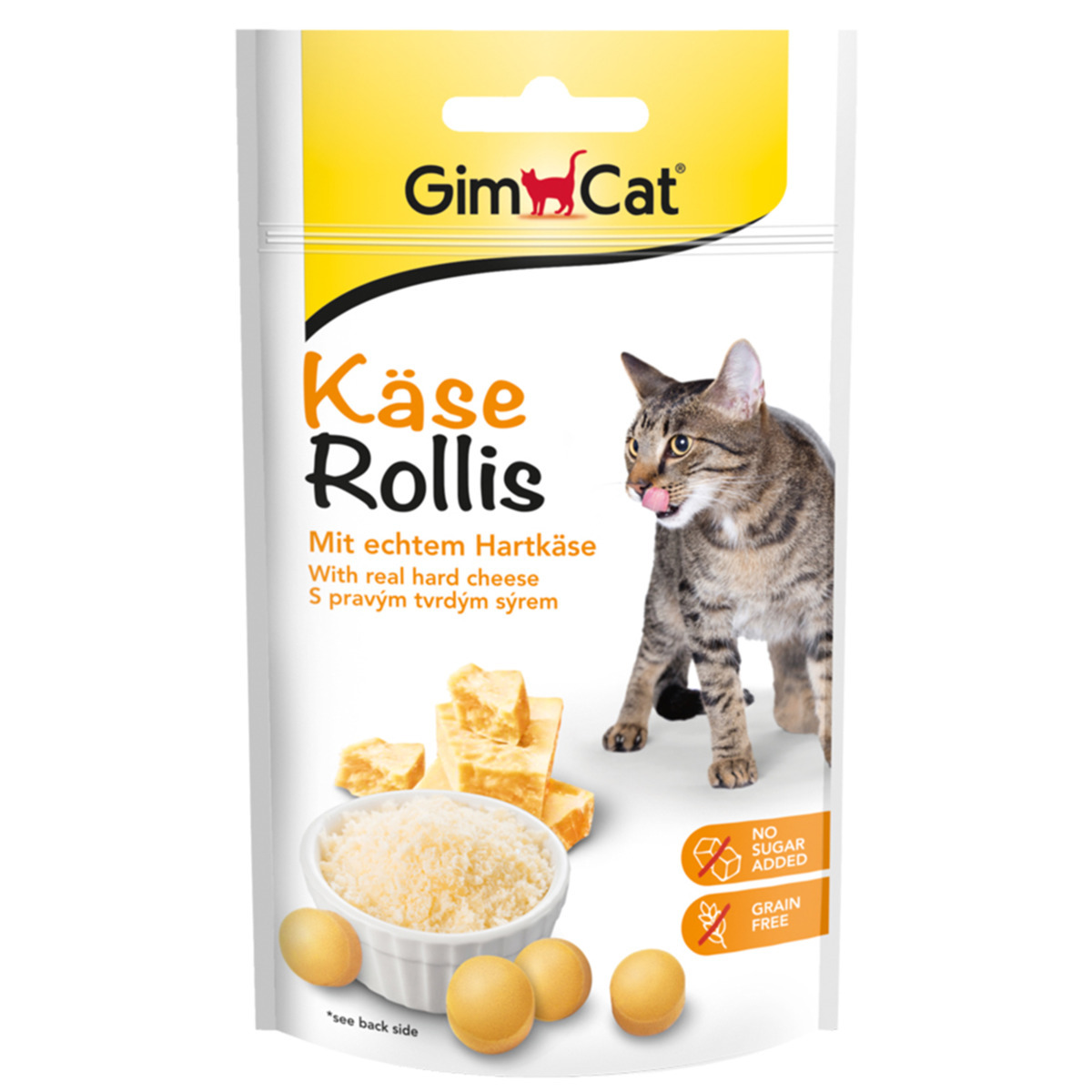 GimCat Käse Rollis: Katzensnacks mit echtem Hartkäse, zucker- & getreidefrei, geeignet für Katzen. Menge nicht angegeben.