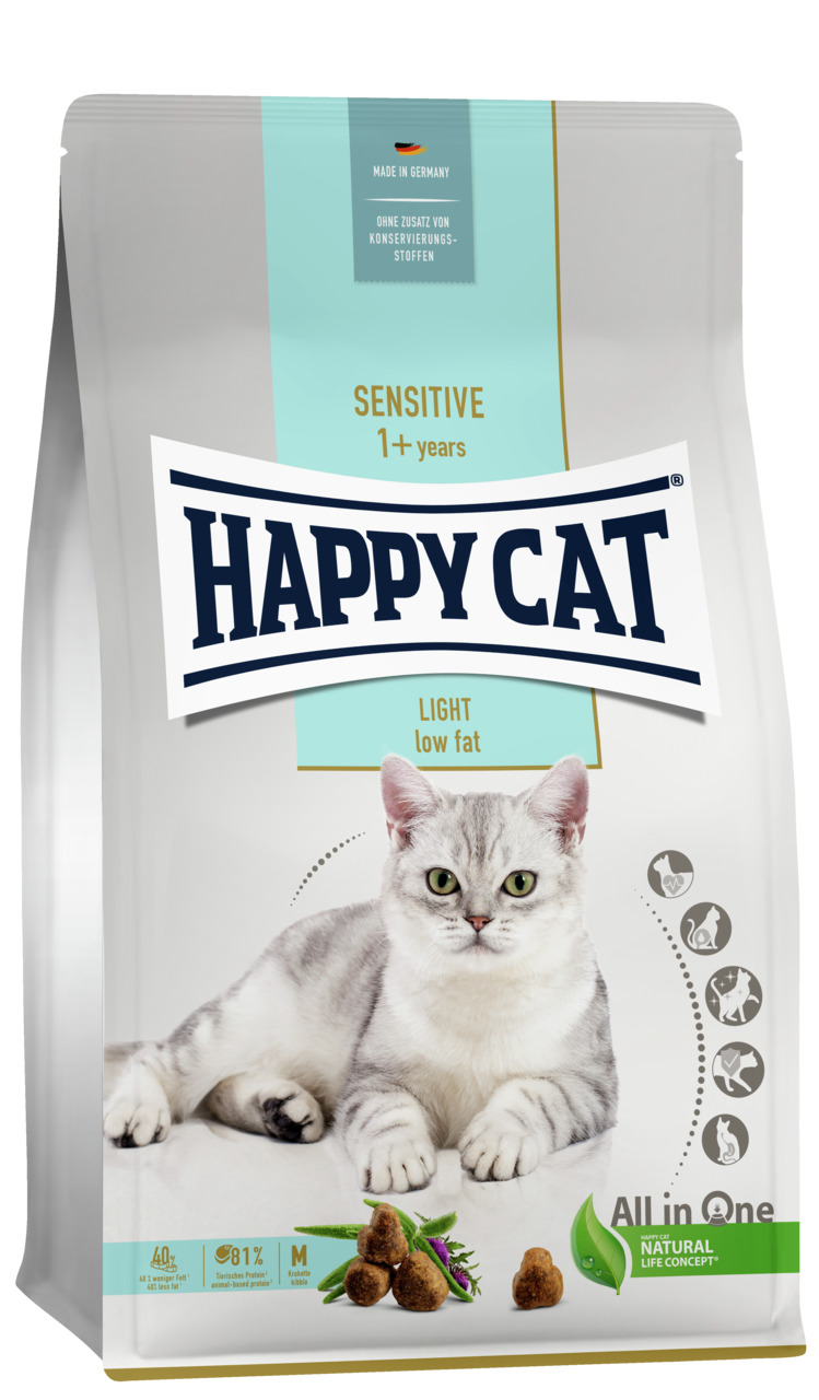 Sparpaket HAPPY CAT Supreme Sensitive Adult Light 2 x 4 Kilogramm Katzentrockenfutter