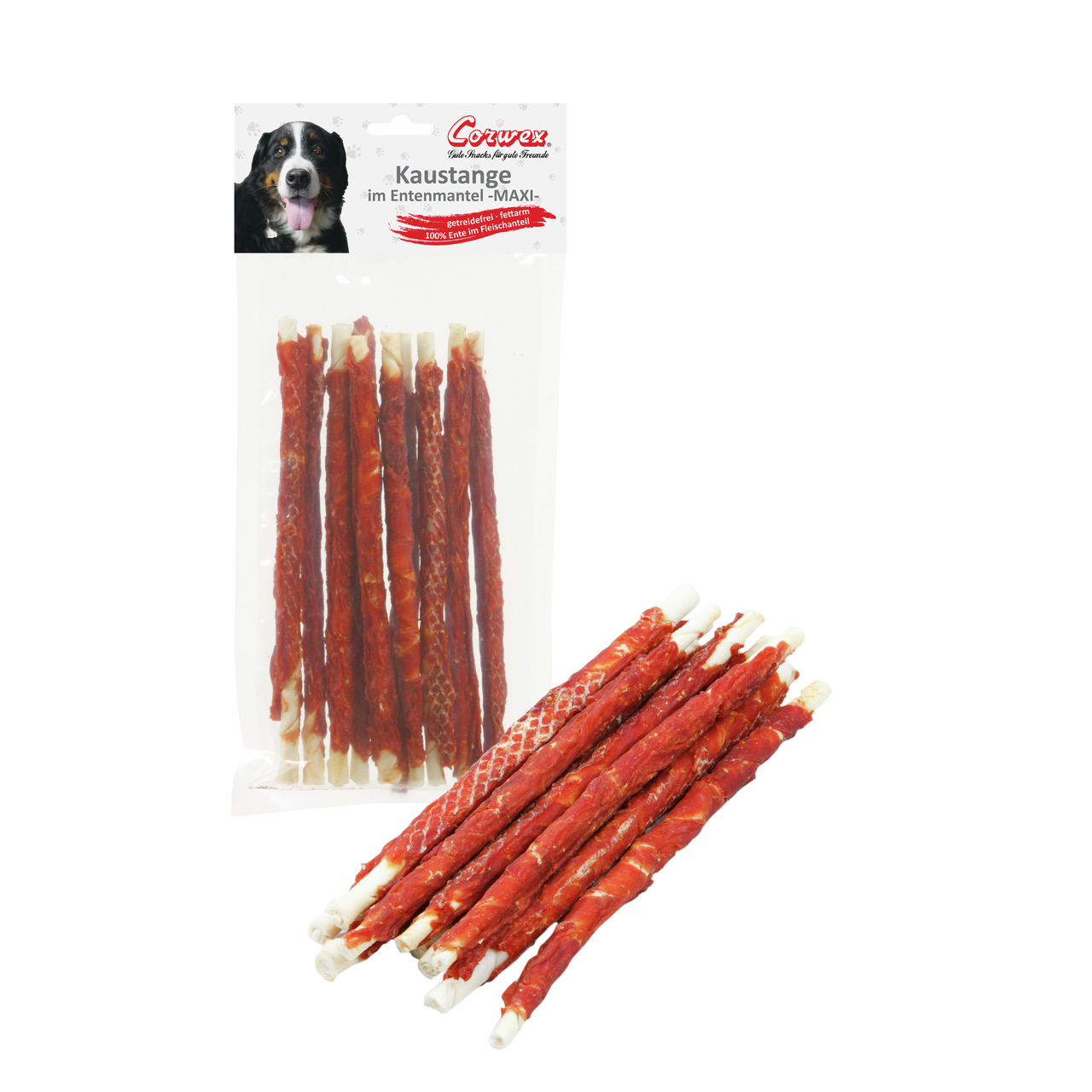 Corwex Kaustangen Entenmantel MAXI, Premium-Kauprodukt für mittelgroße-große Hunde, getreidefrei, fettarm, 200 g.