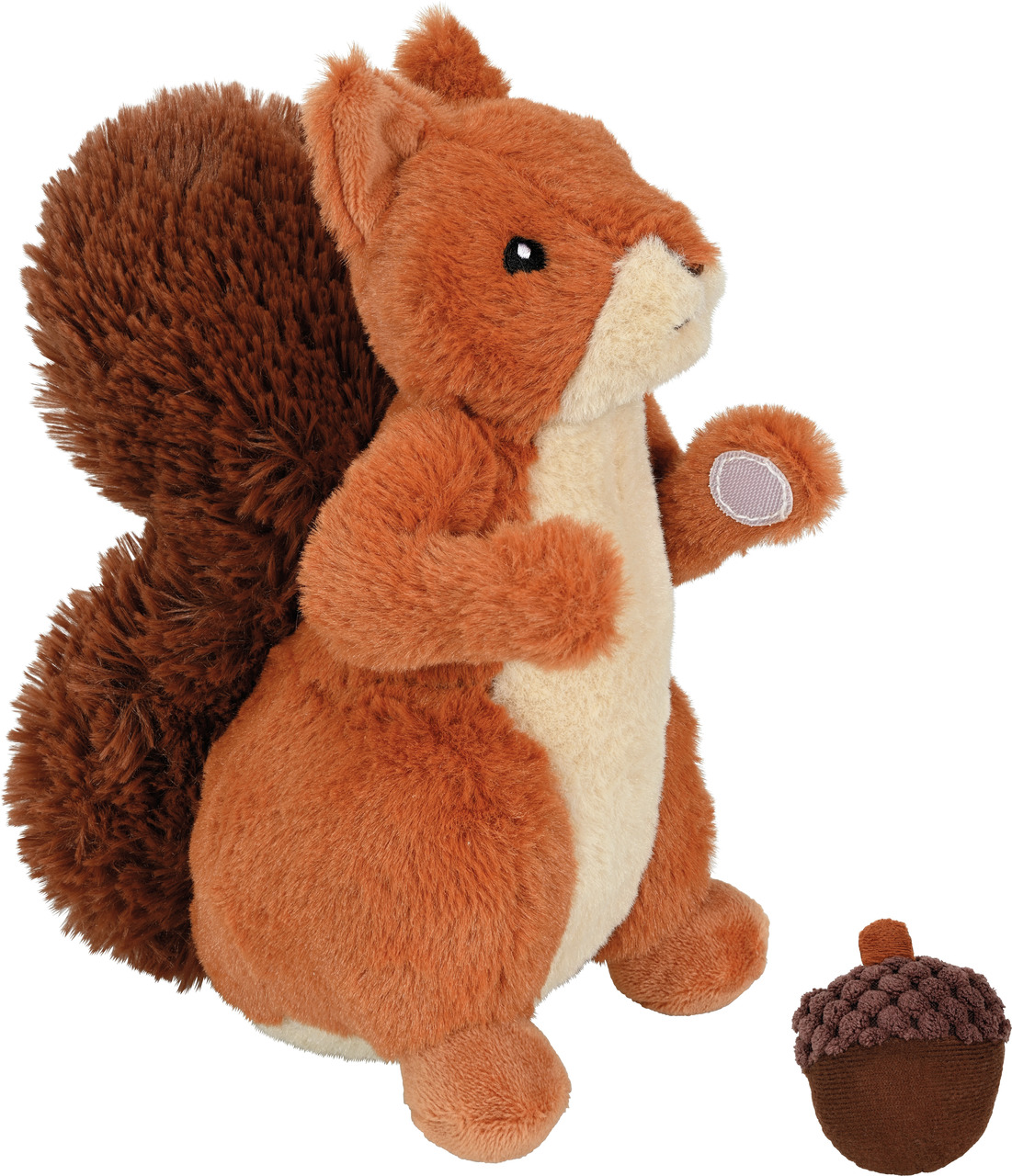 AniOne Hundespielzeug Eichhörnchen m. Eichel, flauschig, braun, für Hunde, ideal z. Spielen/Kuscheln, Eichel abnehmbar, interaktiv.