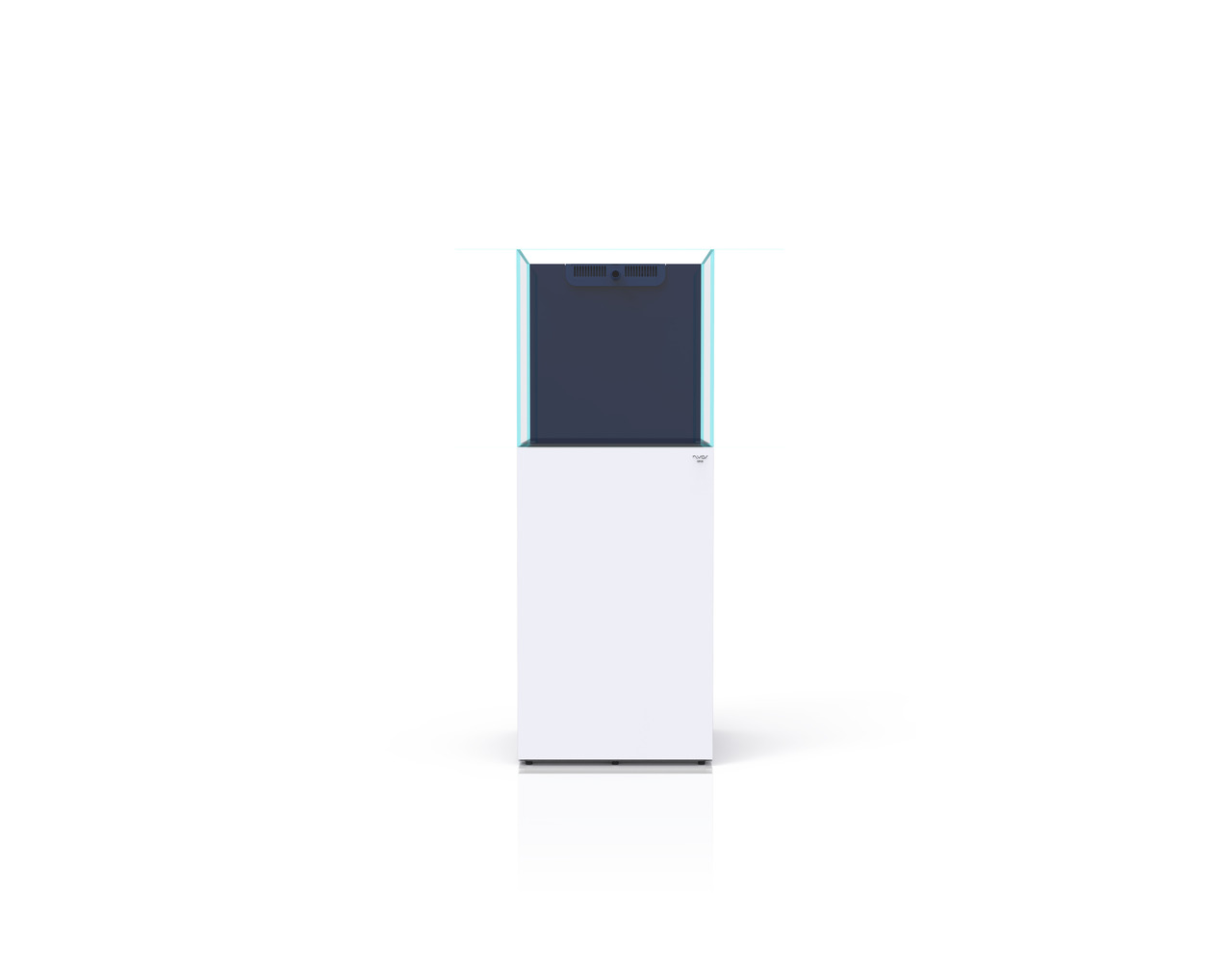 Nyos® Opus G2 300: Aquarium für Meerwasserliebhaber, modernes Design, weißer Unterschrank, klares Glasbecken, minimalistisch, ästhetisch.