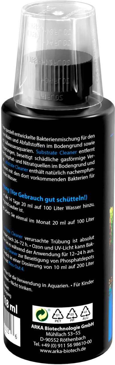 ARKA Substrate Cleaner für Süß- und Meerwasseraquarien, für Aquaristik, entfernt Schadstoffe im Bodengrund, 118 ml.