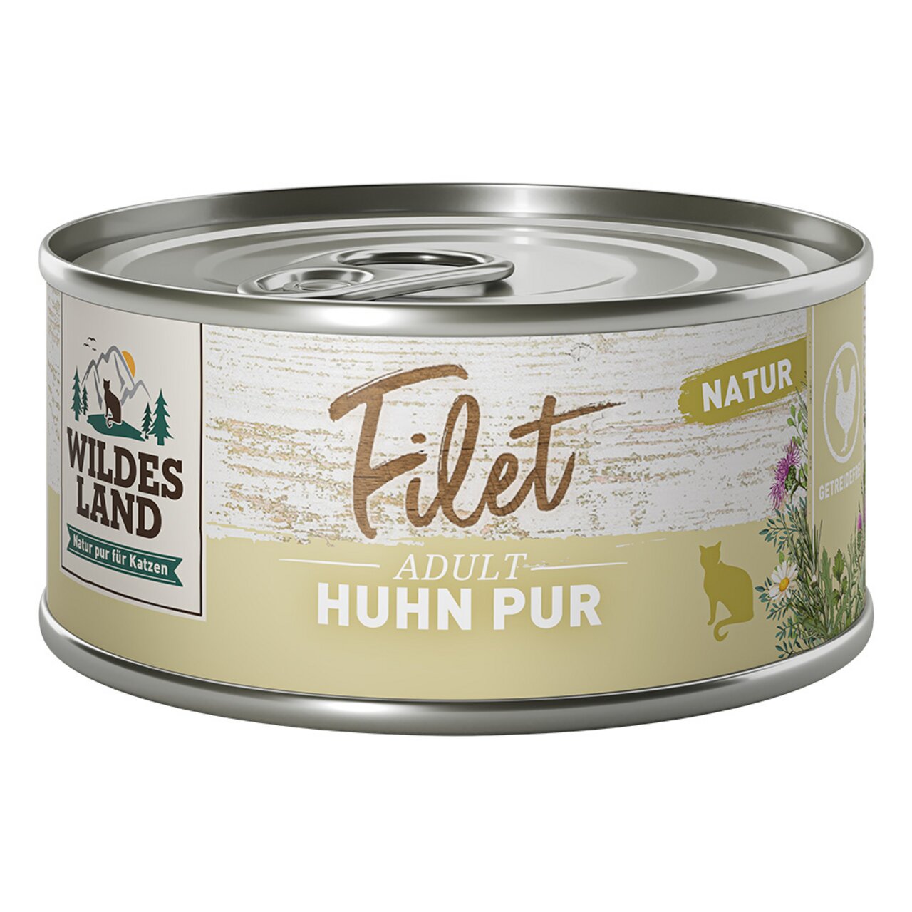 Wildes Land Filet Adult Huhn Pur, für ausgewachsene Katzen, reines Huhn, getreidefrei, 1 Dose, natürliche Rezeptur.