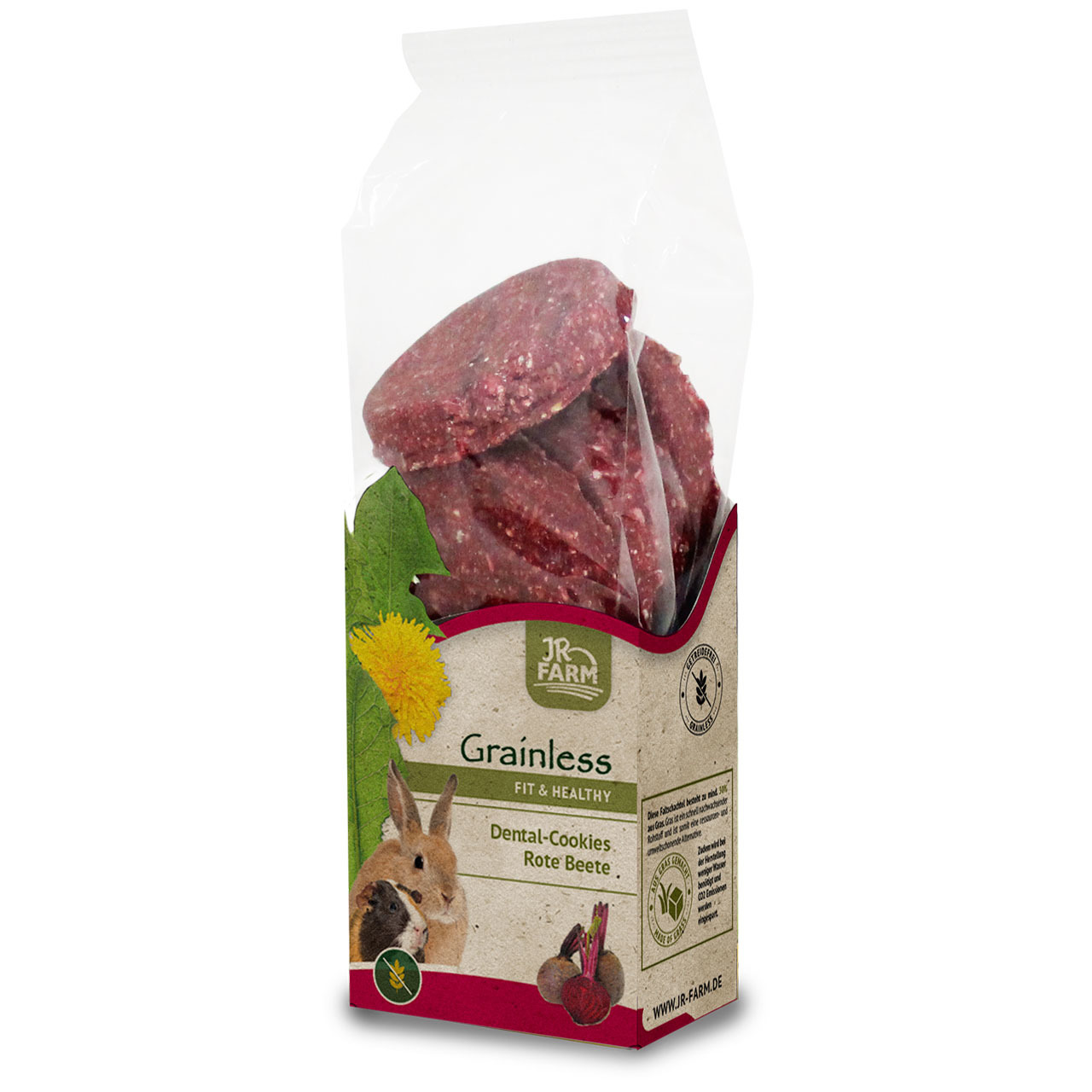 JR FARM Grainless Dental-Cookies Rote Beete, für Kaninchen & Meerschweinchen, Rote Beete, "Fit & Healthy", mehrere Kekse.