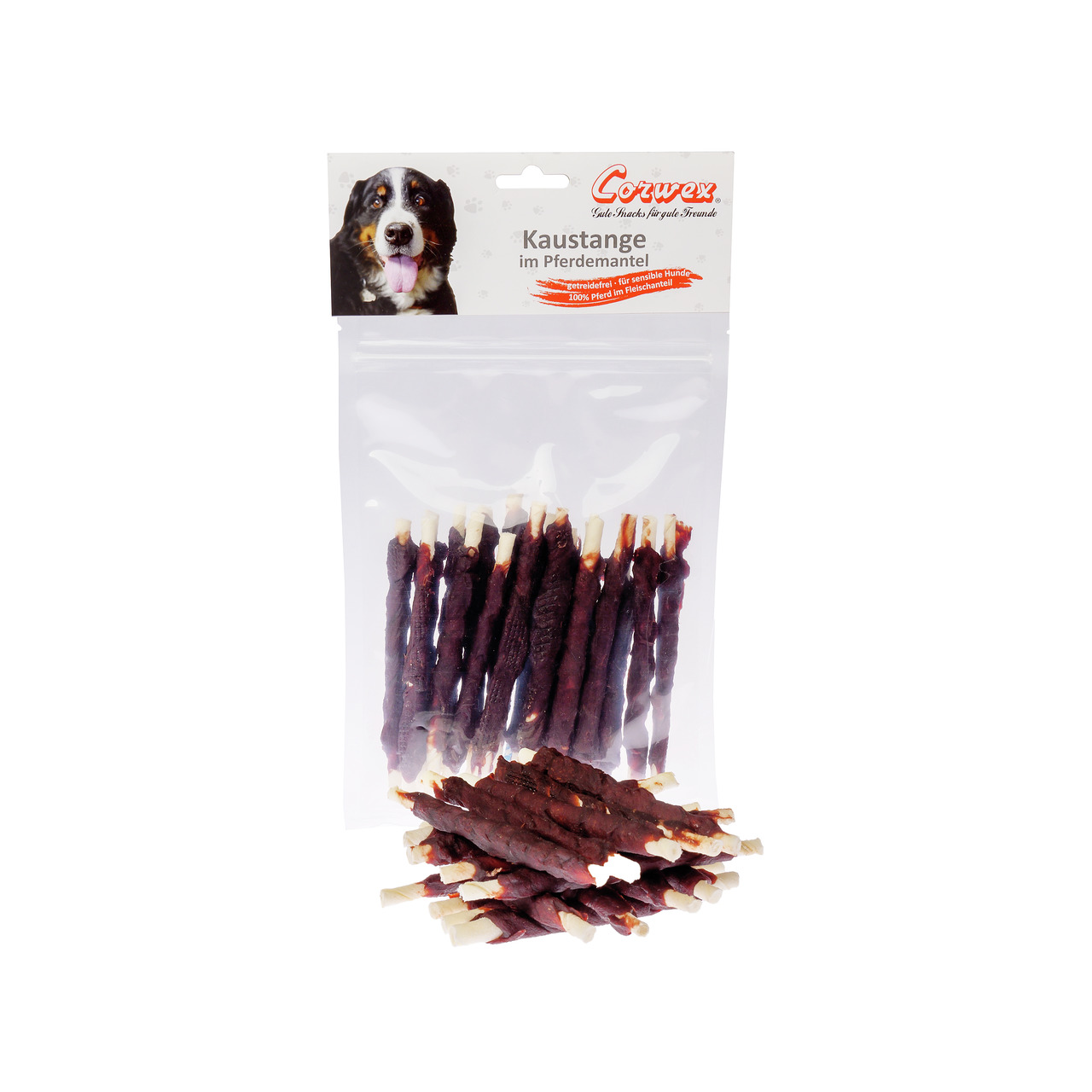 Corwex Kaustange im Pferdemantel für Hunde, Geschmack Pferd, 100 % Pferd & Rinderhaut, mehrere Stangen.