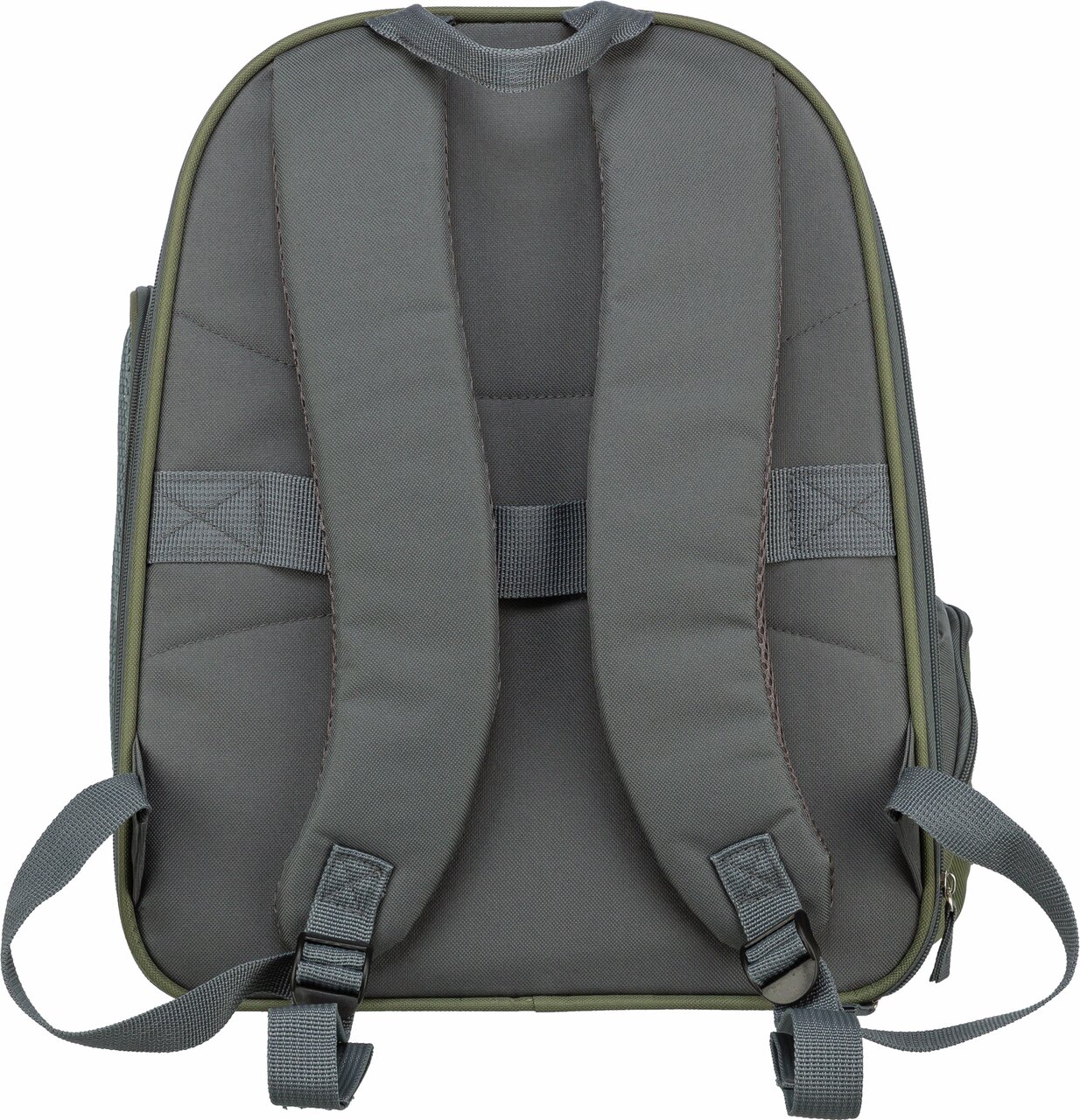Grau-grüner TRIXIE Rucksack für Haustiere, gepolsterte Träger, robustes Material, ideal für unterwegs, ca. 42x29x21 cm.