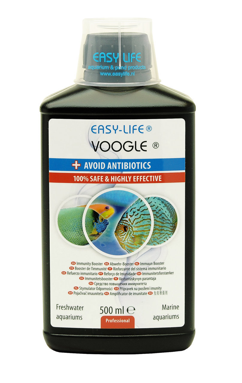 Easy-Life Voogle, Immun-Booster für Süß-/Meerwasseraquarien, 500 ml, sicher, wirksam, vermeidet Antibiotika.