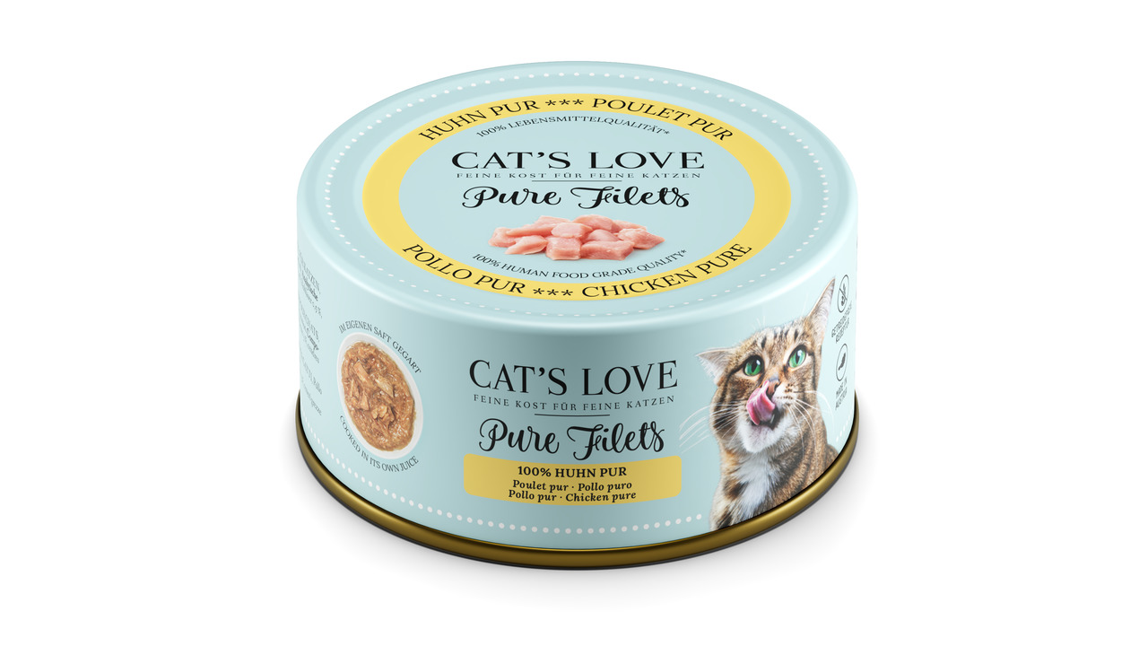 Sparpaket 6 x 100 g Cat's Love Pure Filets 100 % Huhn pur Katzen Nassfutter