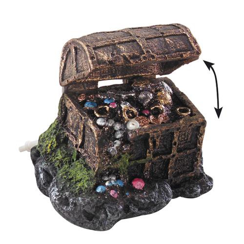 AQUA DELLA Schatztruhe für Aquarien, beweglich, mit Moos, Schmuck & Münzen, für fantasievolle Gestaltung, ideal für Aquarienfans.
