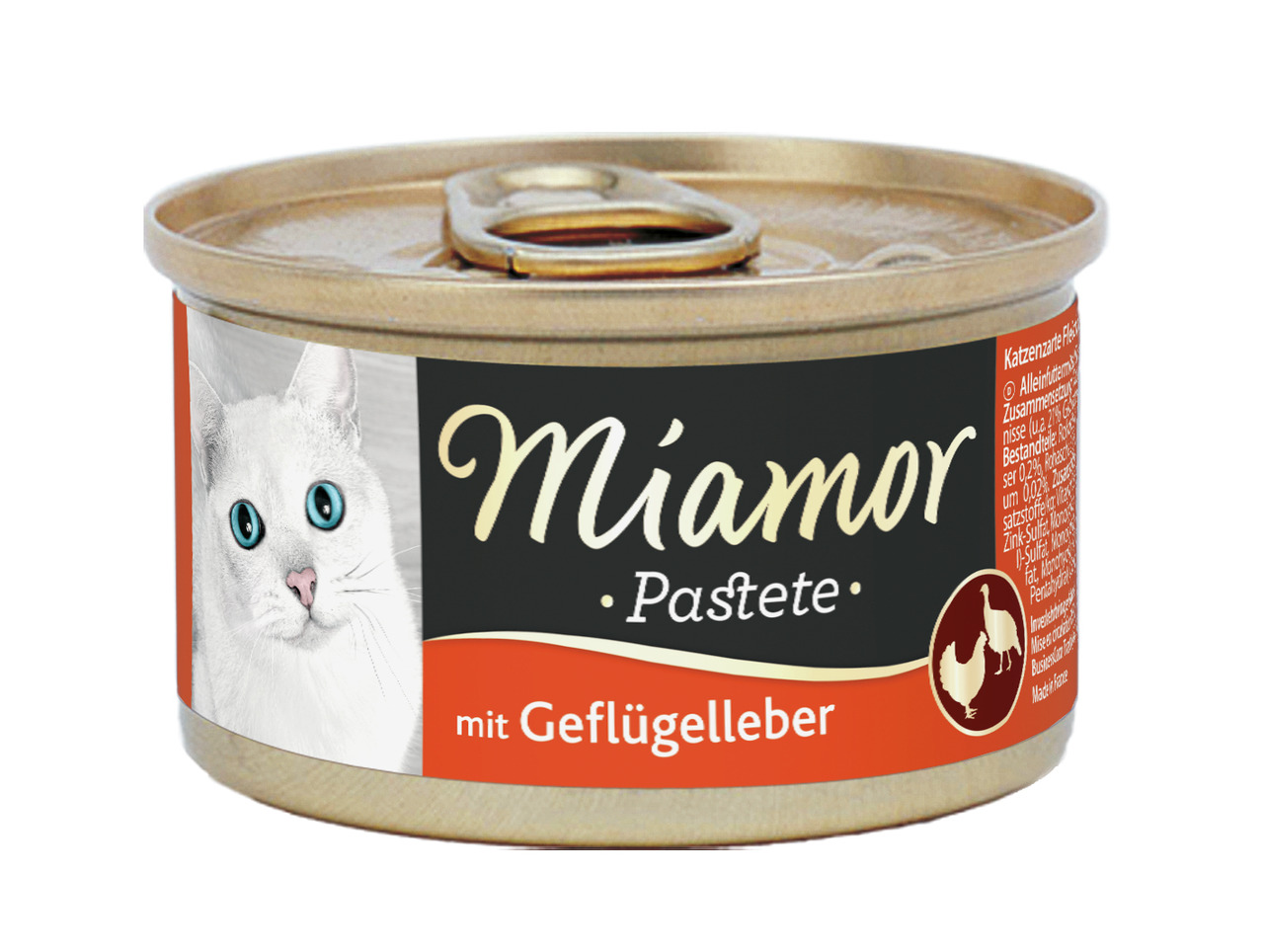 Miamor Katzenfutter, Pastete mit Geflügelleber, 85 g, für Katzen. Hochwertige Qualität, leckerer Geflügelleber-Geschmack.