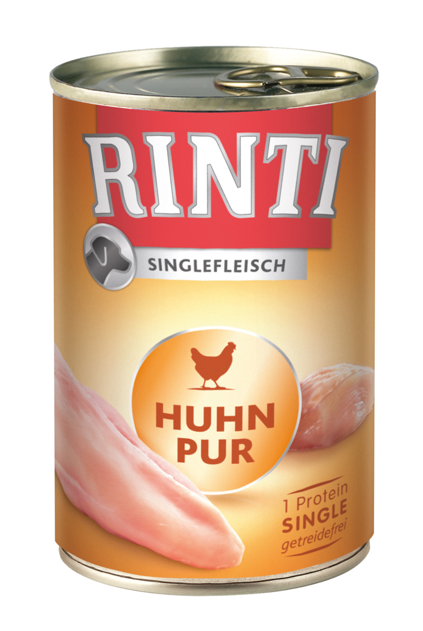 RINTI Singlefleisch Huhn Pur, für Hunde, 100% Huhn, getreidefrei, für sensible Tiere, 400 g.
