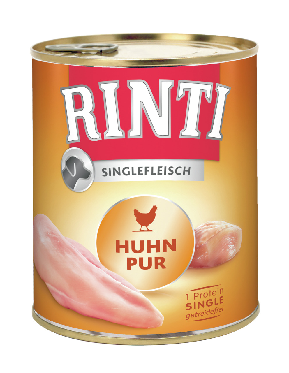 RINTI Singlefleisch Huhn Pur, 400 g, für Hunde, reines Hühnerfleisch, getreidefrei, ideal für ernährungssensible Tiere.