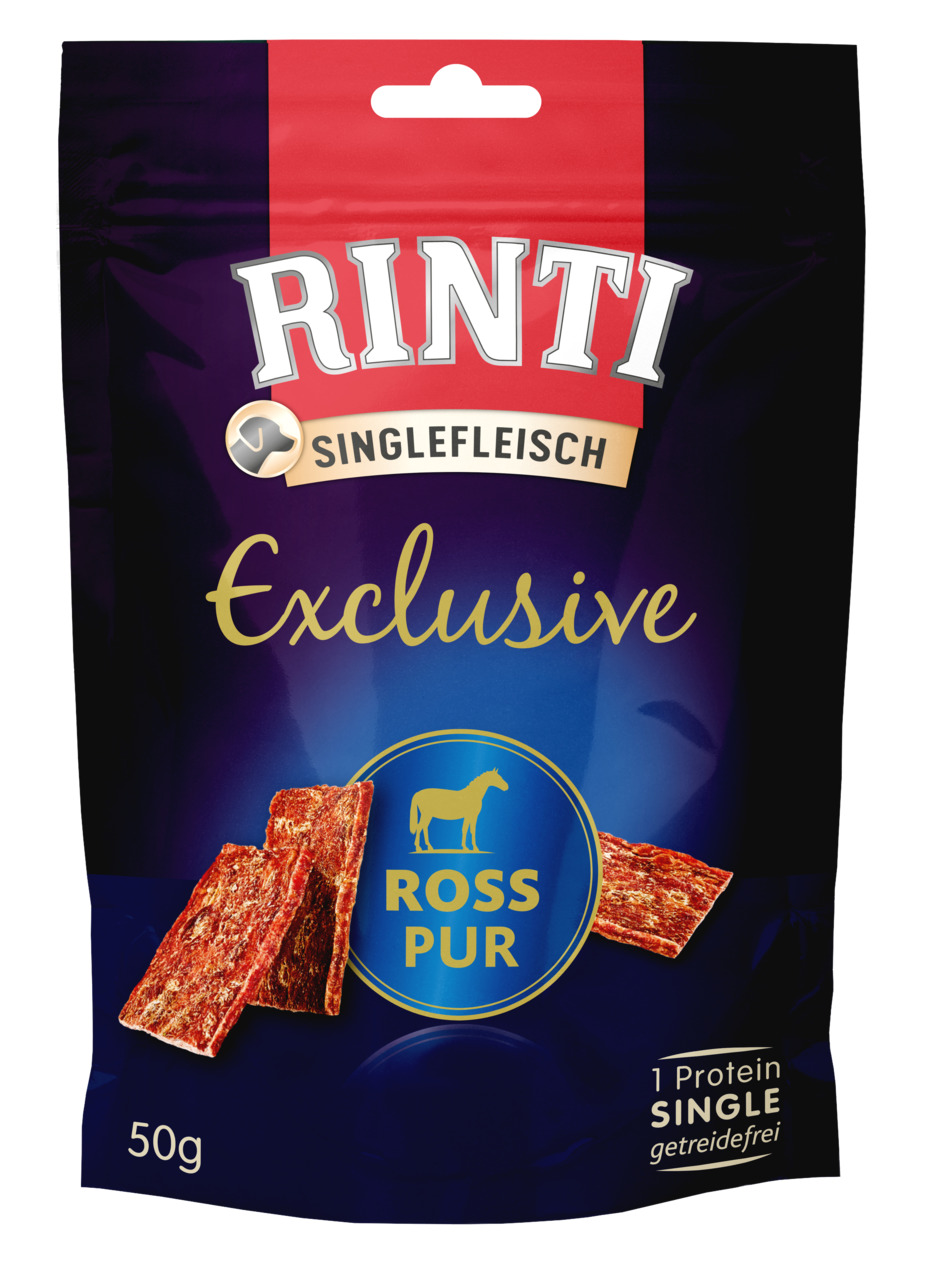 Sparpaket 2 x 50 g Rinti Singlefleisch Exclusive Ross pur Hunde Snack