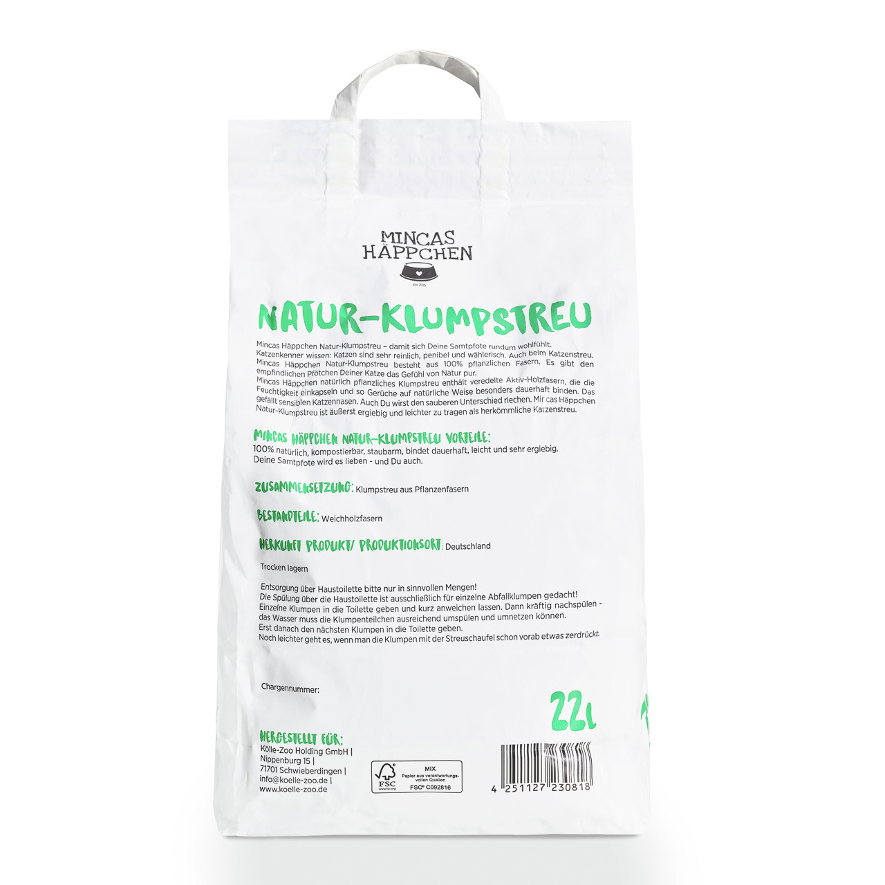 MINCAS HÄPPCHEN Natur-Klumpstreu 8,8 kg ca.22 L