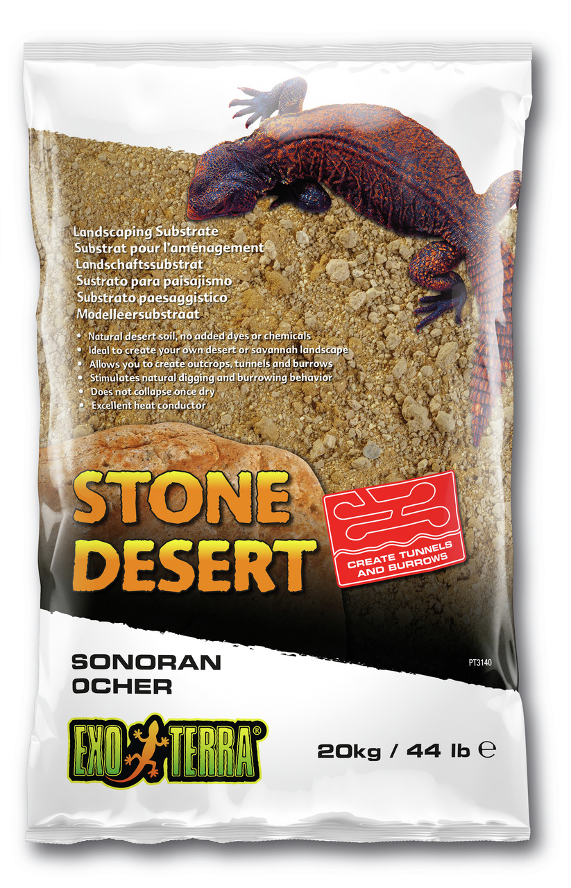 Exo Terra Stone Desert, Landschaftssubstrat für Reptilien, Sonoran Ocher, ideal für Wüsten-Savannen, 20 kg.