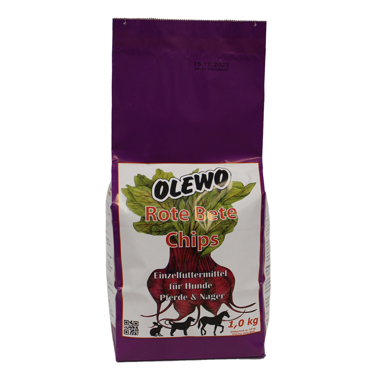 OLEWO Rote Beete Chips 1kg Zusatzfutter für Hunde, Nager & Pferde