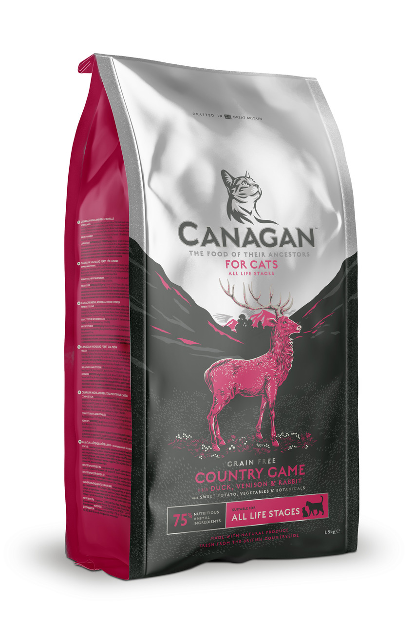 Canagan Country Game Katzenfutter, 1,5 kg, getreidefrei, Ente/Wild/Kaninchen, für alle Lebensphasen, mit Süßkartoffeln, Gemüse & Kräutern.