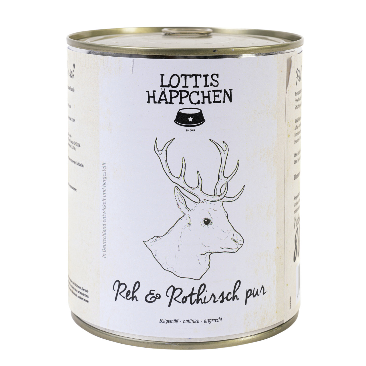 Lottis Häppchen – Reh & Rothirsch pur, für Hunde, 100 % Fleisch, nat. & artgerecht, hergestellt in DE.