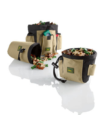 HUNTER Leckerlibeutel, beige-schwarz, für Hundebesitzer, mit bunten Hundesnacks, ideal für Training-Spaziergänge, mit Taschen & Kordelzug.