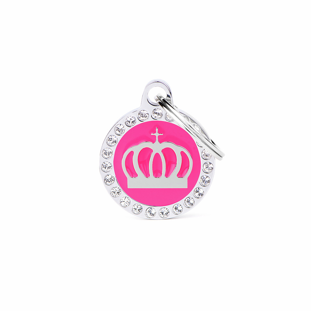 My Family" Anhänger für Haustiere, pink mit Krone, silberner Rand & Strasssteinen – stilvolles Accessoire.;;;;;;;;;;;;;;;;;;;;;;;;;;;;;;;;;;;;