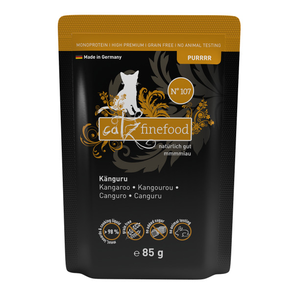 Sparpaket 16 x 85 g Catz Finefood Purrrr No. 107 Känguru Katzen Nassfutter