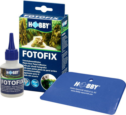 HOBBY Fotofix Fotorückwandkleber, für Aquarienliebhaber, 50 ml, inkl. blauem Spatel, einfache Anwendung, starke Haftung.