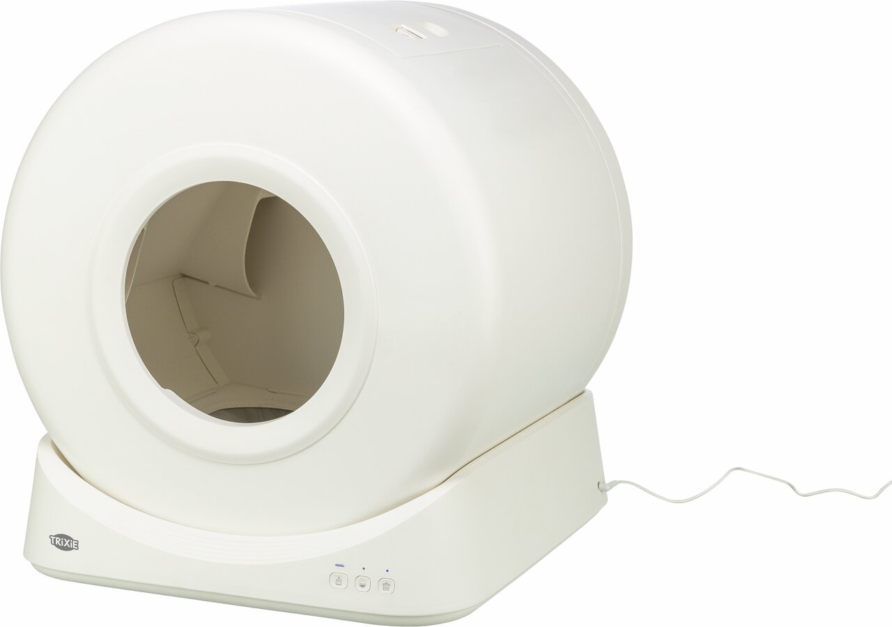 TRIXIE Smart Sift Katzentoilette, weiß, selbstreinigend, hygienisch, mit Siebsystem, Bedientasten & Stromkabel, ideal für Katzen.