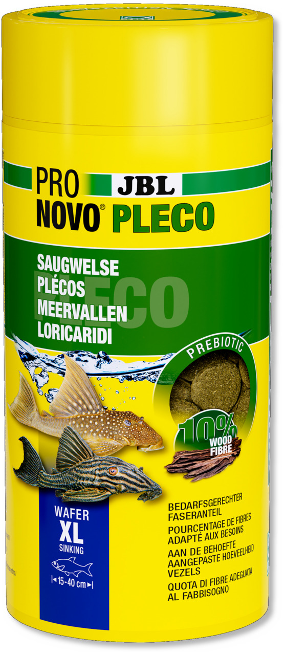 JBL ProNovo Pleco Wafer XL, Fischfutter f. Saugwelse (15-40 cm), 10 % Holzfasern, präbiotisch, für Aquarienbesitzer.
