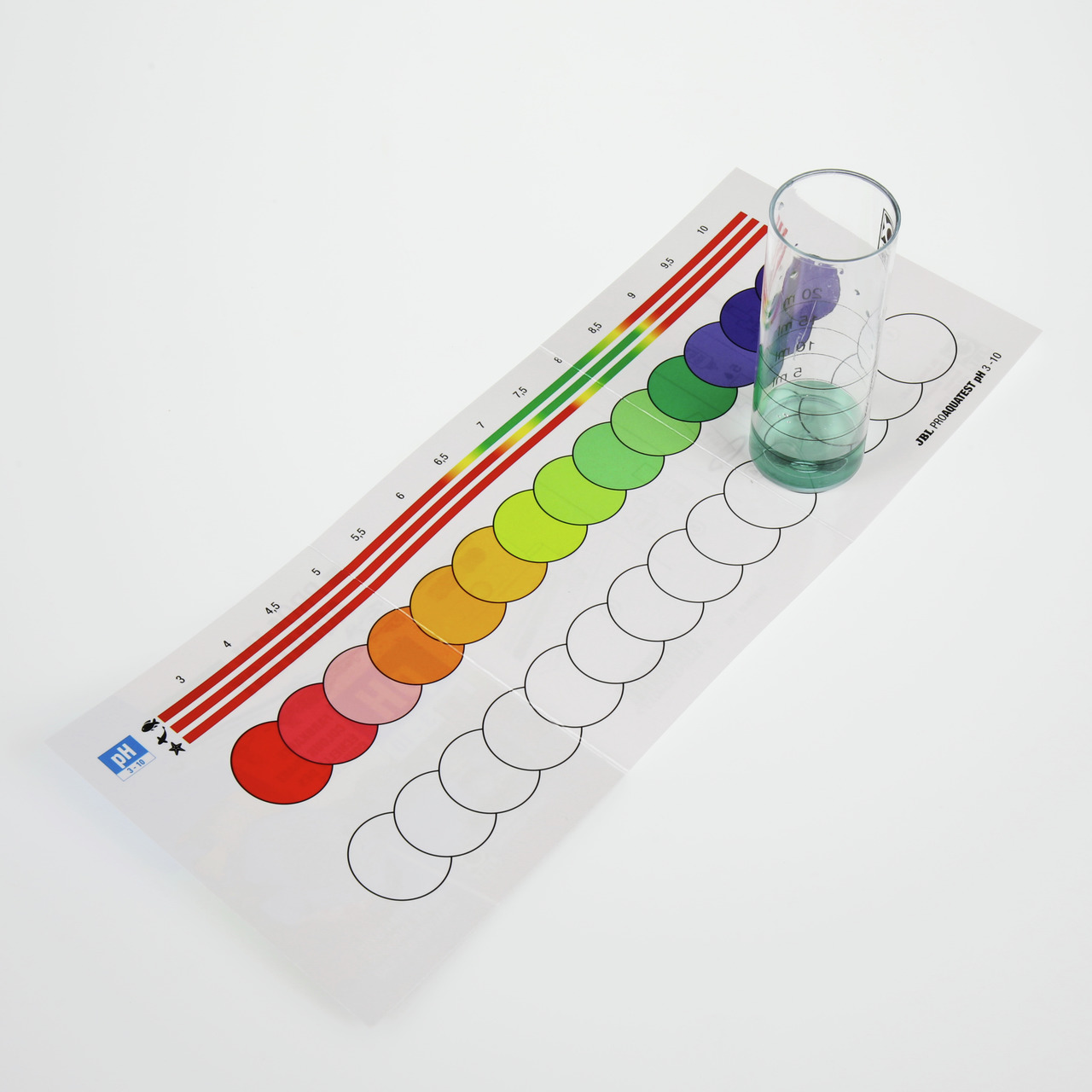 JBL ProAquaTest pH 3,0-10, Wassertest-Set f. Aquarien/Teiche, pH 3,0-10, inkl. Farbskala u. Testglas, f. Wasserqualitätskontrolle.