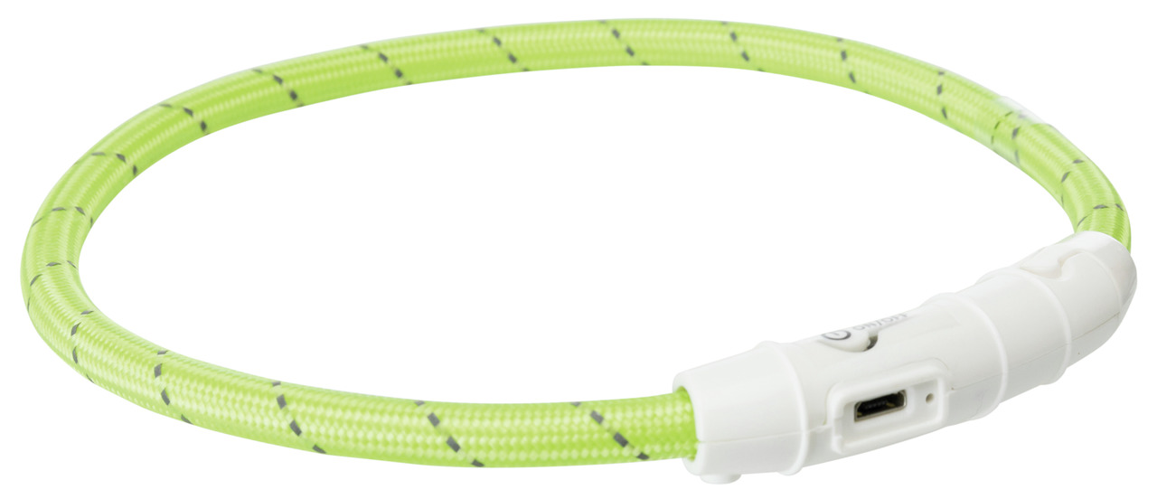 Trixie Flash Leuchtring USB TPU/Nylon Hunde Sicherheit XS - S grün