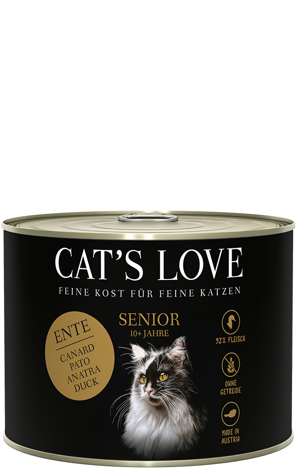Sparpaket 6 x 200 g Cat's Love Senior Ente Katzen Nassfutter