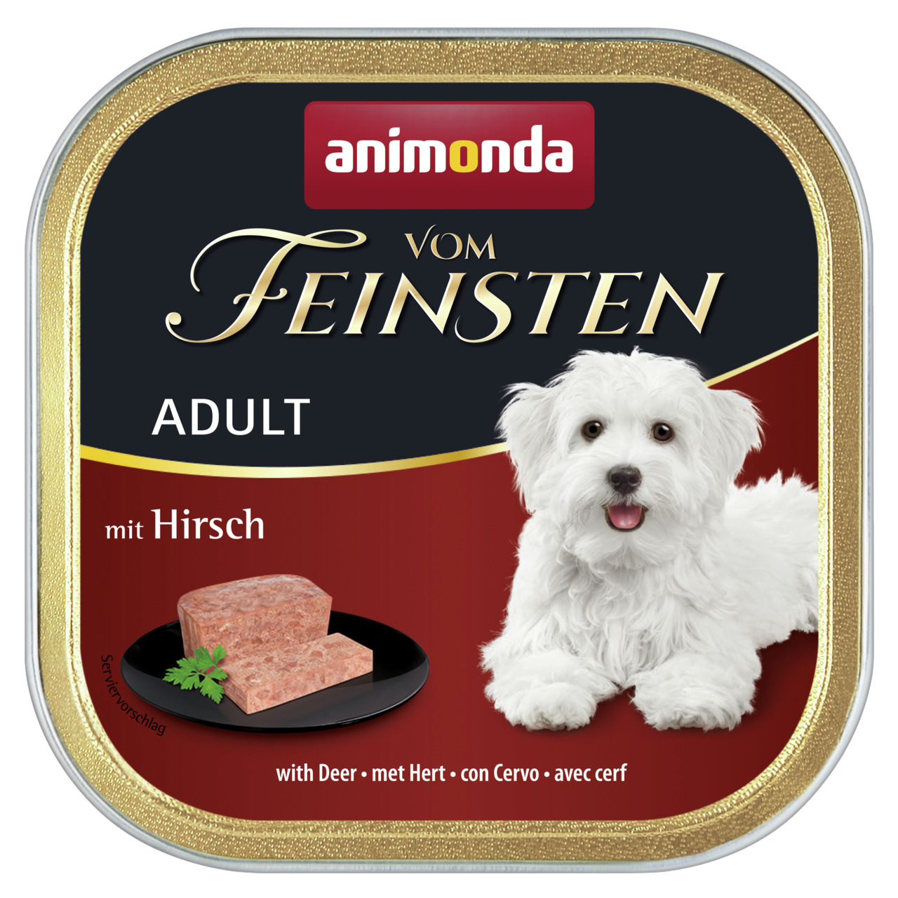 animonda Vom Feinsten Adult mit Hirsch, für ausgewachsene Hunde, Hirschfleisch, 150g, hochwertige Zutaten, schmackhaft.