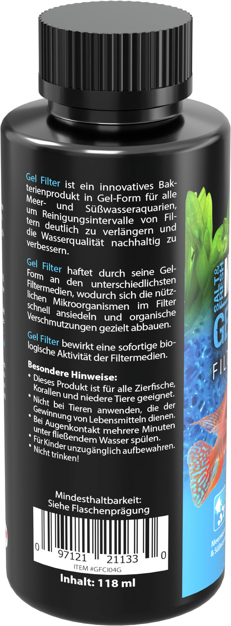 MICROBE-LIFT Gel Filter, 118 ml, für Zierfische, Korallen & niedere Tiere, verbessert Wasserqualität & verlängert Reinigungsintervalle.