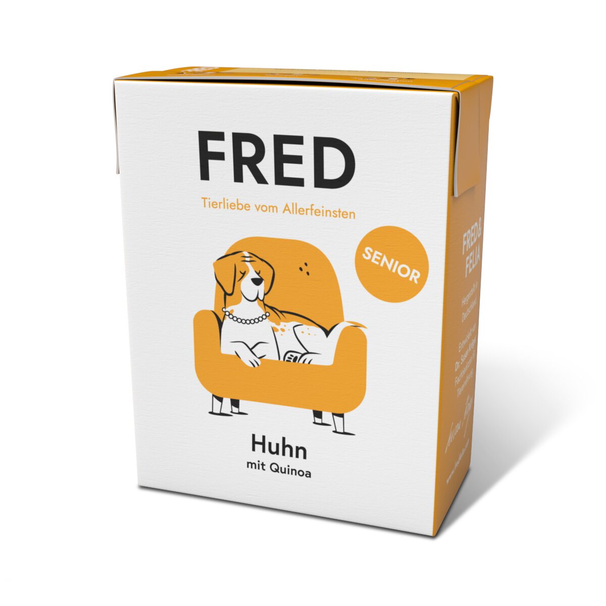 FRED Senior Huhn mit Quinoa, Nassfutter für ältere Hunde, Alleinfuttermittel, Tierliebe vom Allerfeinsten.