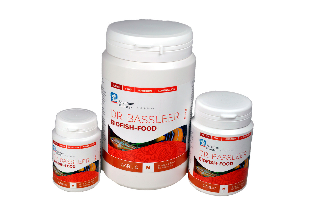 Aquarium Münster Dr. Bassleer Biofish Food Garlic, für Aquarienfische, Knoblauch, fördert Verdauung & Immunsystem, 60 g, 150 g, 600 g.