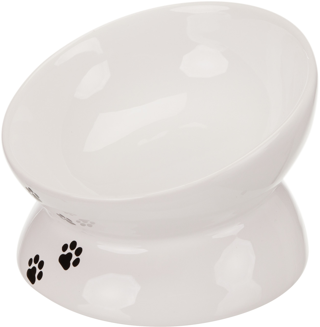 TRIXIE Futternapf, Keramik, geneigt, für Katzen & kl. Hunde, mit Pfotenmuster, erleichtert Fressen-Trinken, ideal für ältere Tiere.