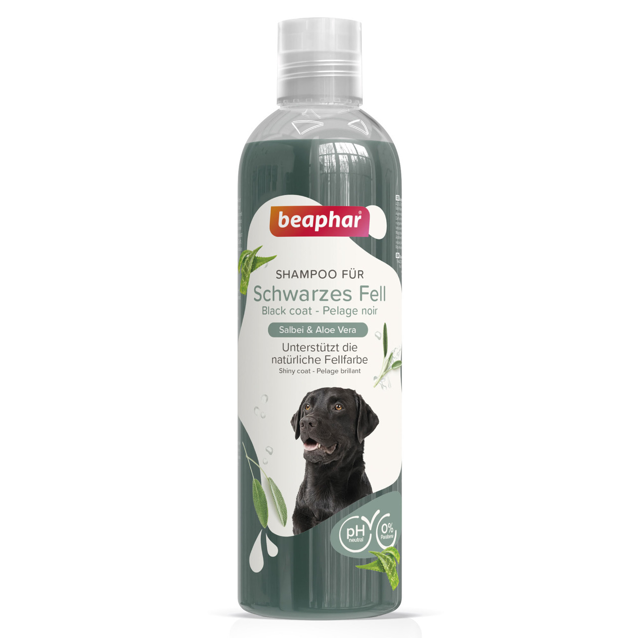 beaphar Shampoo für Hunde mit schwarzem Fell, 250 ml, mit Salbei & Aloe Vera, pH-neutral, parabenenfrei, für glänzendes Fell.
