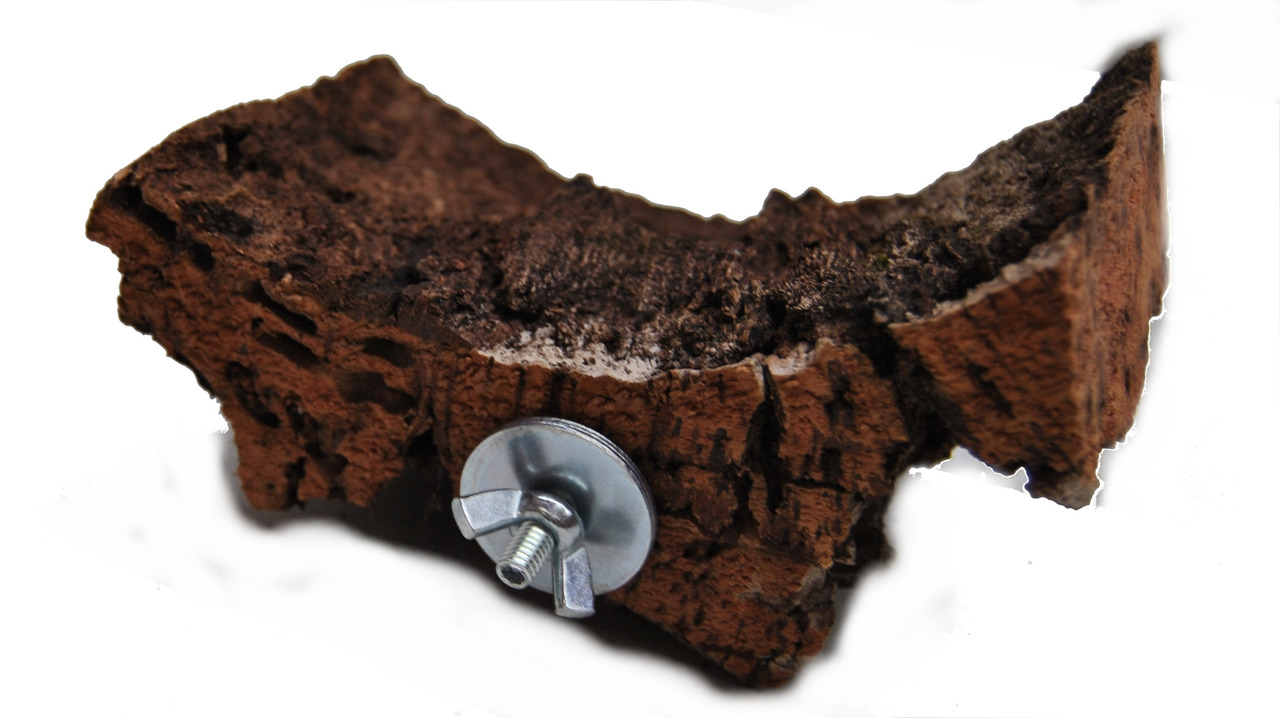 Ollesch Korkrinde, f. Vögel, Reptilien, Nager, Sitz-/Kletterhilfe, Metallhalterung, artgerecht, naturbelassen.
