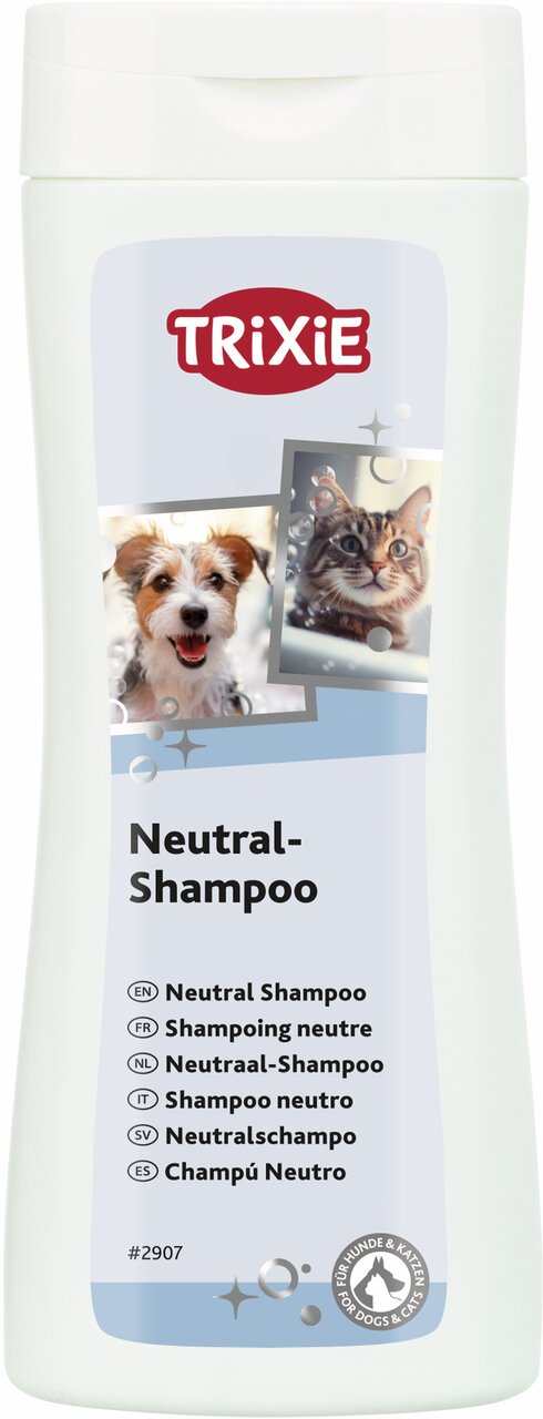 TRIXIE Neutral-Shampoo für Hunde und Katzen, sanft zur Haut, ohne Duftstoffe, 250 ml Flasche für empfindliches Fell.