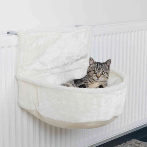 TRIXIE Heizkörperliege für Katzen, flauschig, Komfort & Wärme, geeignet für alle Katzenrassen, weiß, EAN: 4011905431406.