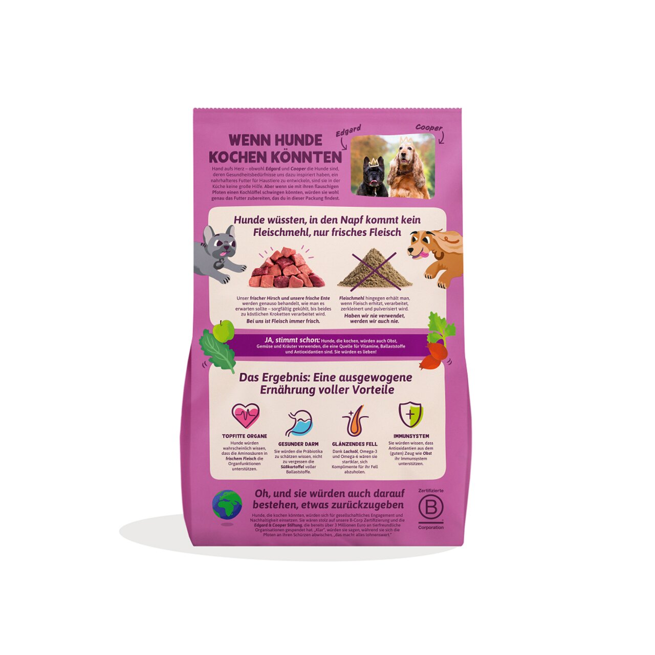 Edgard & Cooper Hunde Trockenfutter, Hirsch und frisches Fleisch, Zielgruppe Hunde, ohne Fleischmehl, 2 kg Packung.