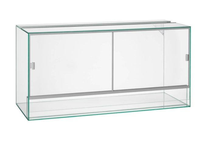 Glasterrarium "ME Aqua", rechteckig, klares Glas, 2 Schiebetüren, für Reptilien/Amphibien, großzügige Fläche, artgerechte Haltung.