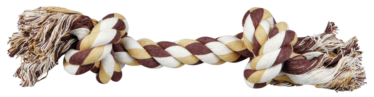 TRIXIE Hundespielzeug, Baumwolltau, Weiß/Braun/Beige, für alle Hunde, Zahnpflege, Spielen/Zerren, langlebig, mit Fransen, robust.