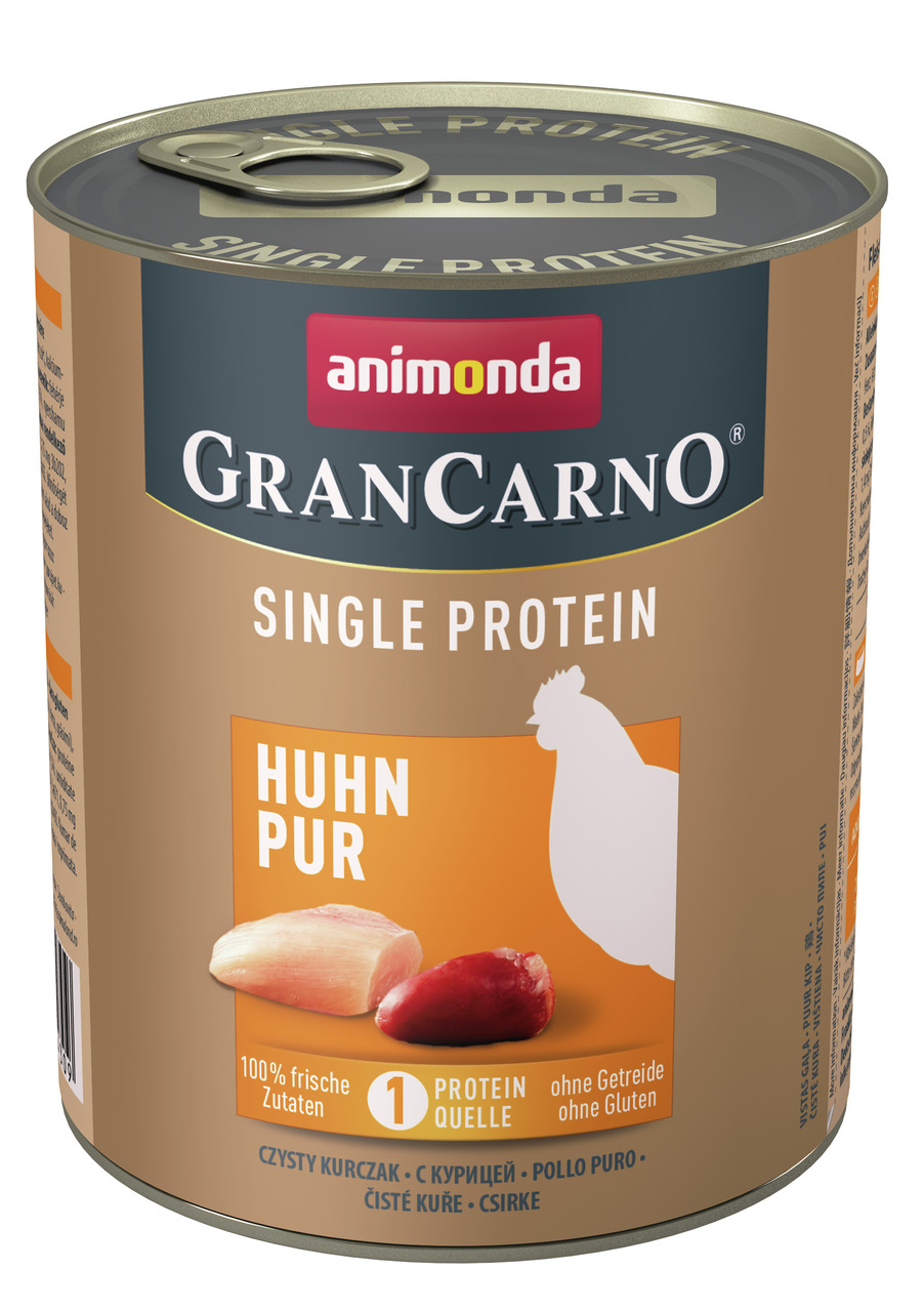Animonda GranCarno Huhn Pur Nassfutter f. Hunde, 100% frisch, 1 Proteinquelle, ohne Getreide/Gluten, 400 g.