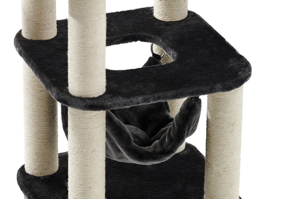 Kratzbaum von Nobby für Katzen, Modell „Nobby Kratzbaum Classic“. Geeignet für Katzen aller Größen. Der Kratzbaum ist mit schwarzen Plüschflächen und robusten Sisalstämmen ausgestattet. Inklusive Hängematte für zusätzlichen Komfort. Perfekt für Spiel, Ruh