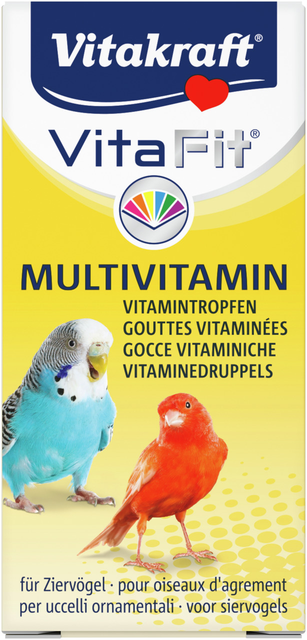 Vitakraft VitaFit Multivitamin, Vitamintropfen für Ziervögel (z. B. Wellensittiche, Kanarienvögel), fördert Gesundheit & Vitalität.