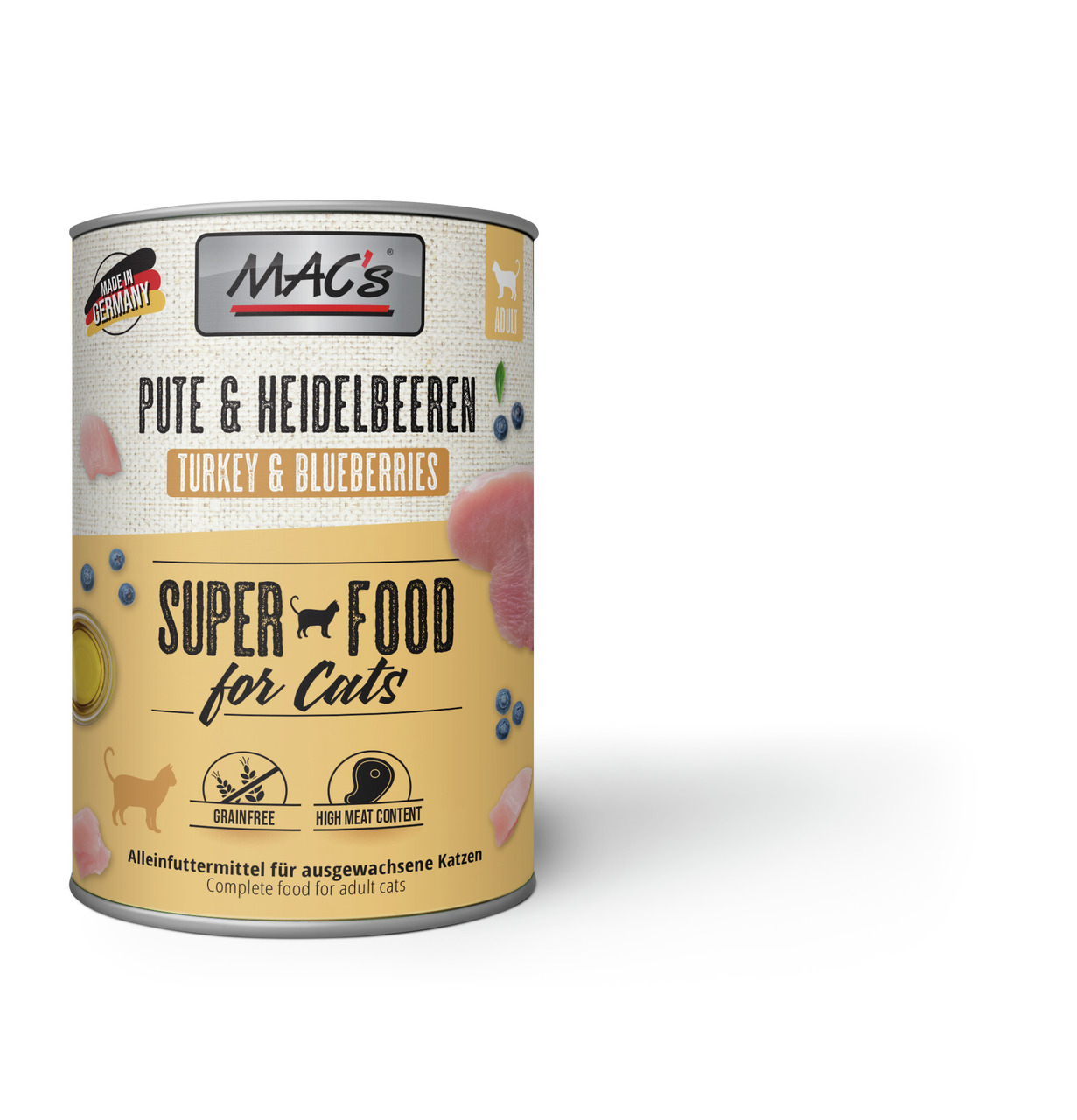 Sparpaket 24 x 400 g Mac's Pute & Heidelbeeren Adult Katzen Nassfutter